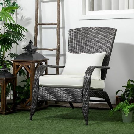 Outdoor Wicker Adirondack Chair, Weather Resistant Patio Seating