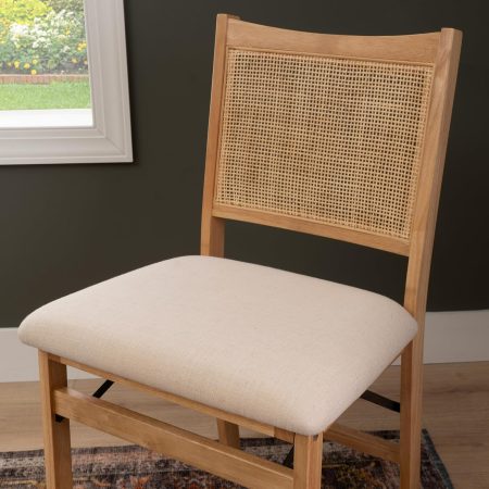 Natural Rattan Folding Dining Chair, Space Saving Side Chair